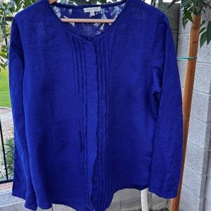 Eileen Fisher 100% Linen Blouse with Pleats Size M